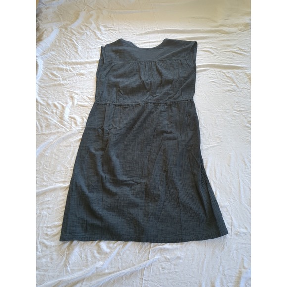 Pact Coastal Double Gauze Midi Dress Tie Front Size Large Charcoal Gray Sz Large - Picture 3 of 10